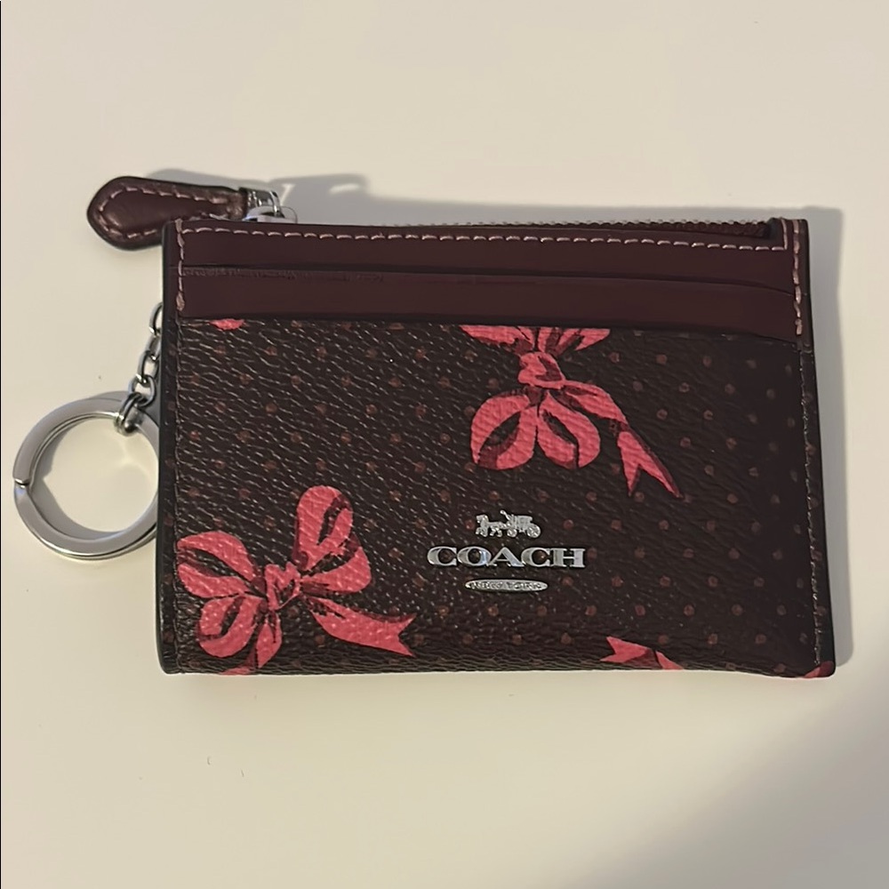 Coach Brown and Pink Bow Card Holder